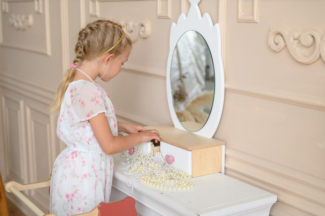 Princess Beauty Table and Chair with Mirror - Crown