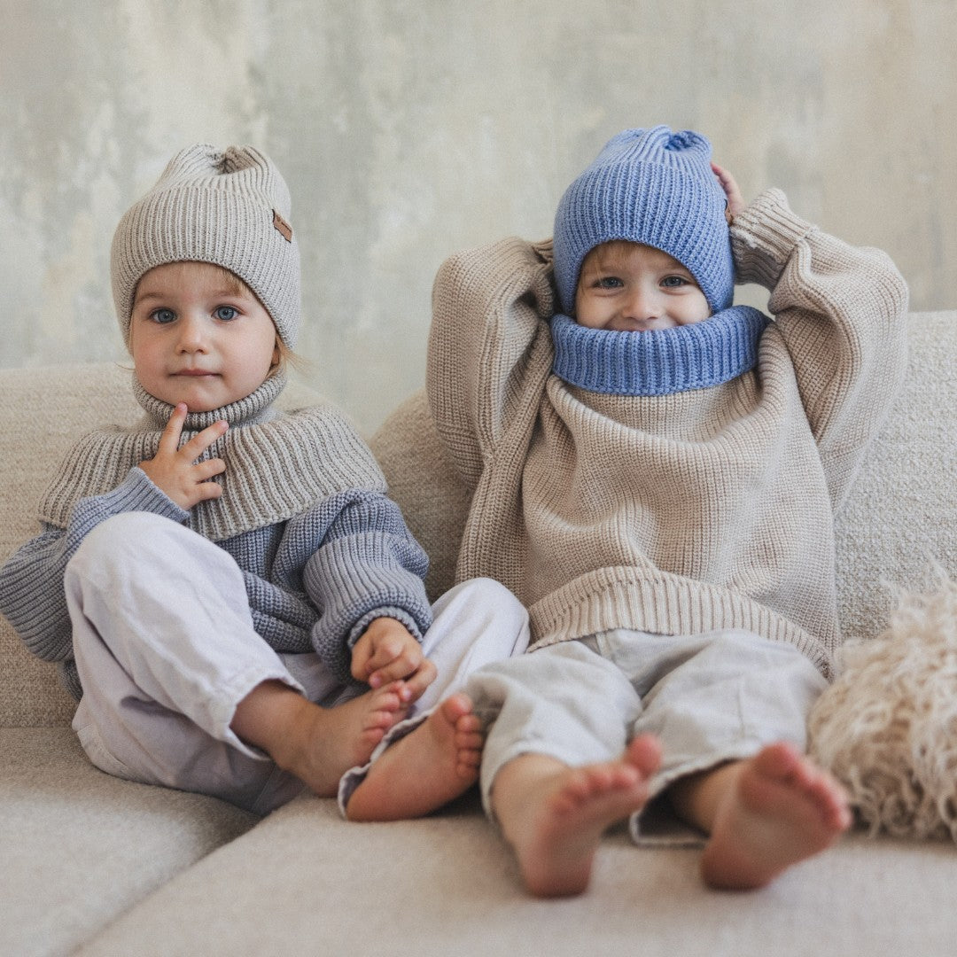 Winter Merino Wool Hat for Kids - Oat