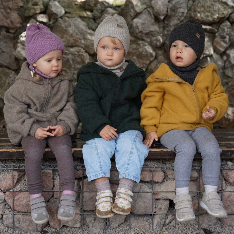 Winter Merino Wool Tube Scarf for Kids - Graphite