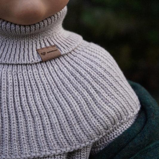Winter Merino Wool Tube Scarf for Kids - Oat